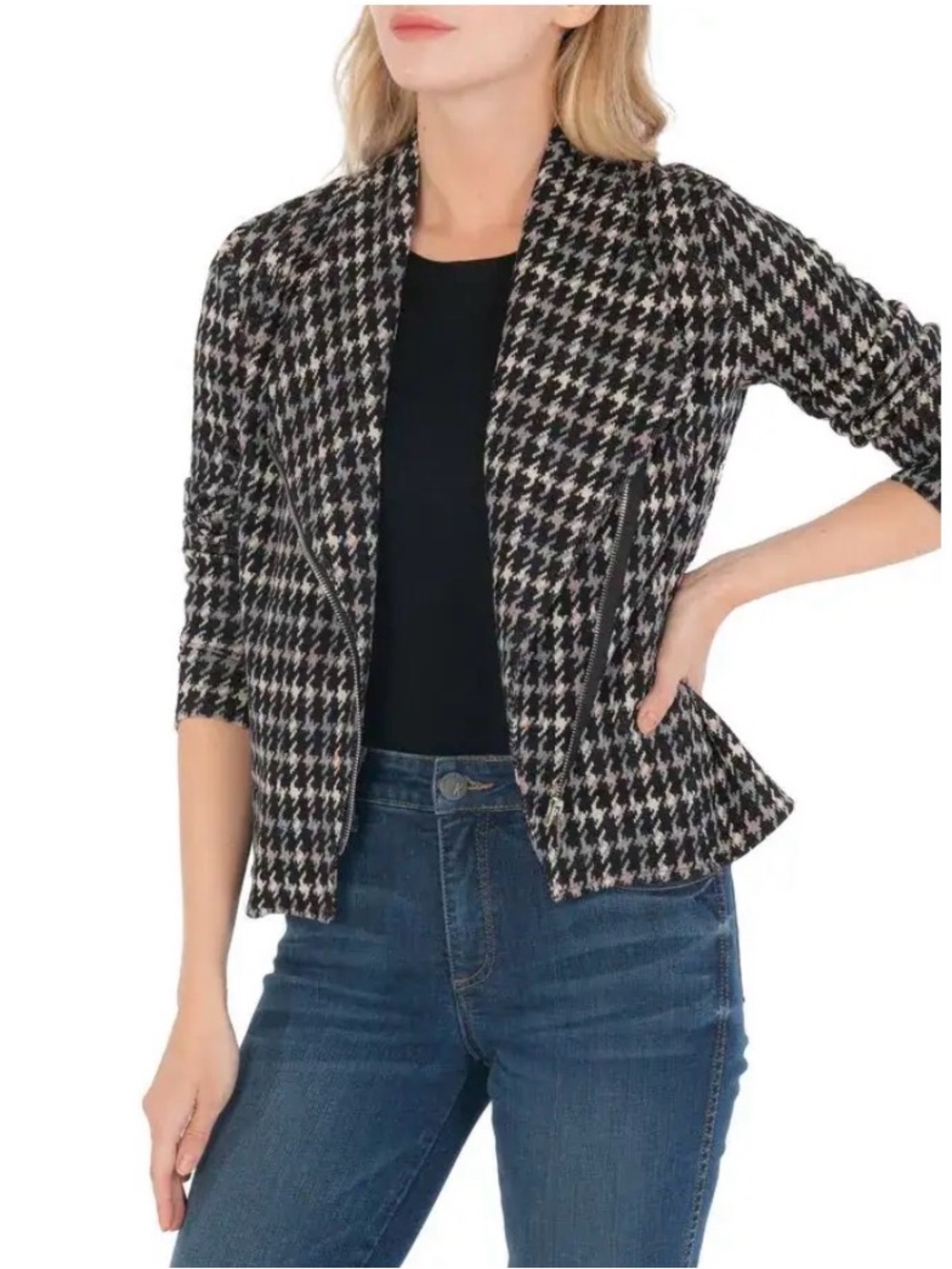 Kut from the Kloth Women’s Size Small Carina Houndstooth Check Drapery Jacket.